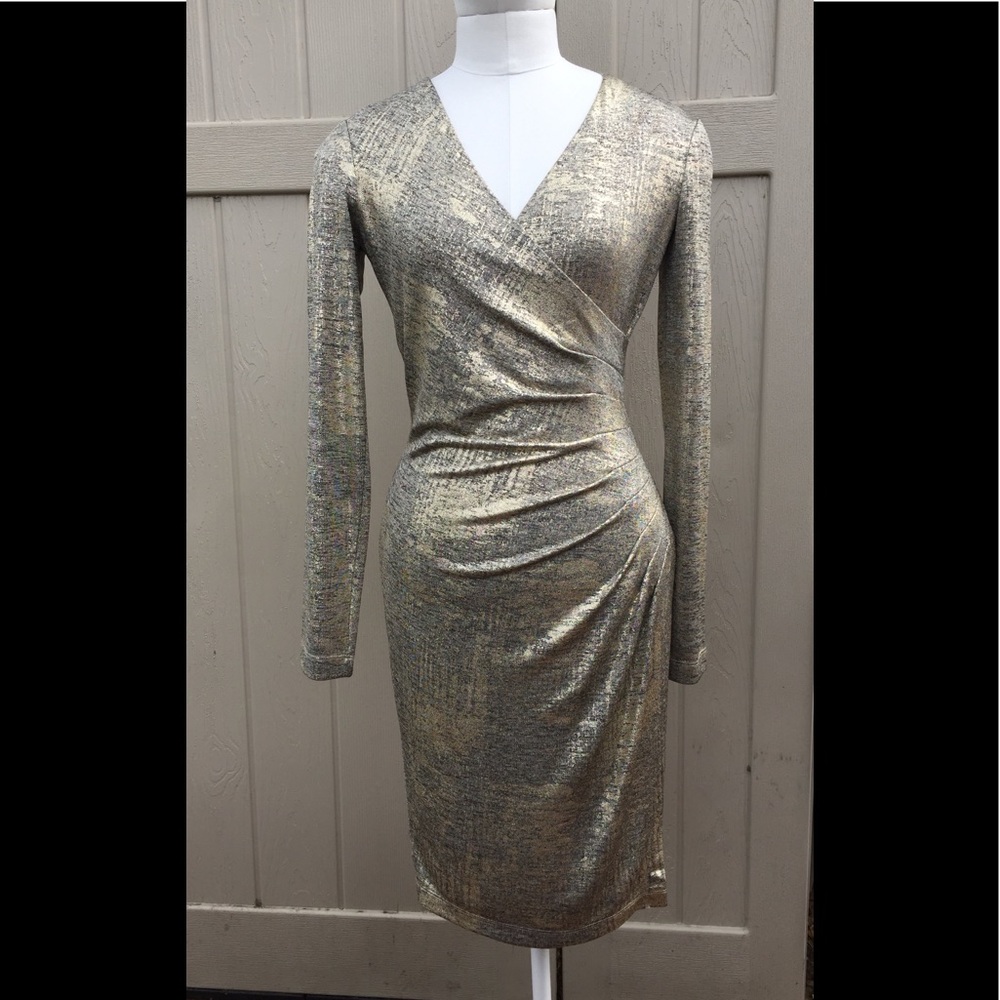 Calvin Klein Shimmering Gold Dress,Stretchy Size 2